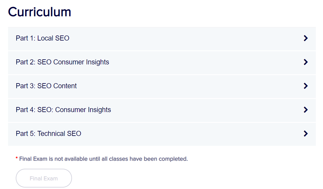 Online Marketing Institute Curriculum